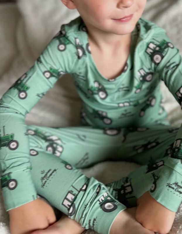 Bamboo Green Tractor Pajamas