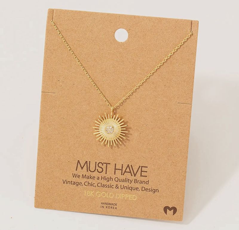 Circle Sun Shine Ray Pendant Necklace
