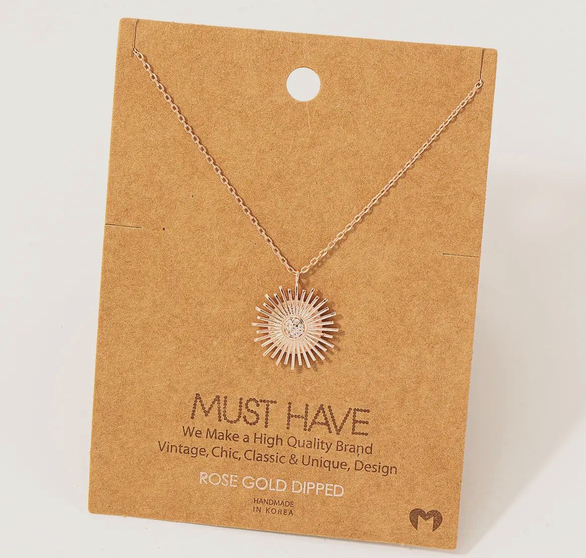 Circle Sun Shine Ray Pendant Necklace