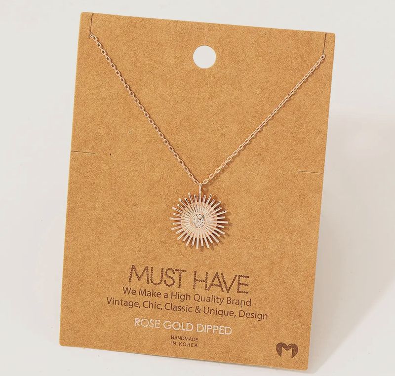 Circle Sun Shine Ray Pendant Necklace