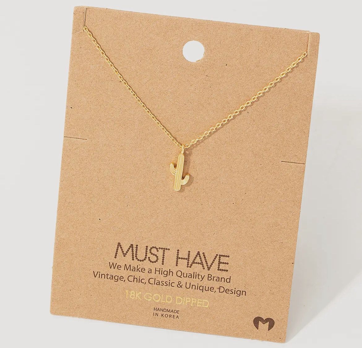 Dainty Cactus Pendant Necklace