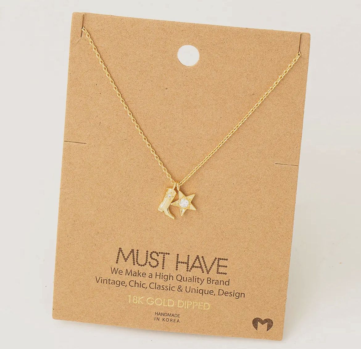 Cowboy Boots Star Pendant Necklace