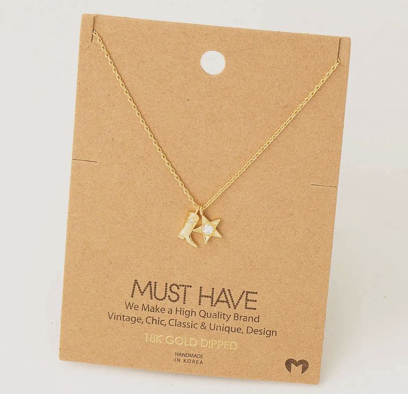 Cowboy Boots Star Pendant Necklace