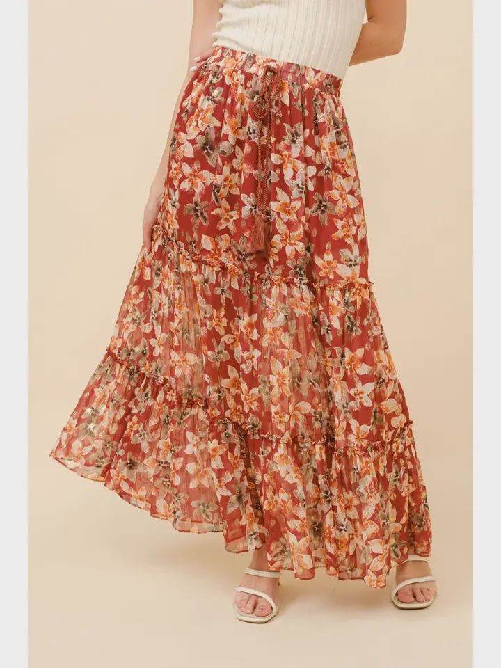 Chiffon Floral Tiered Maxi Dress