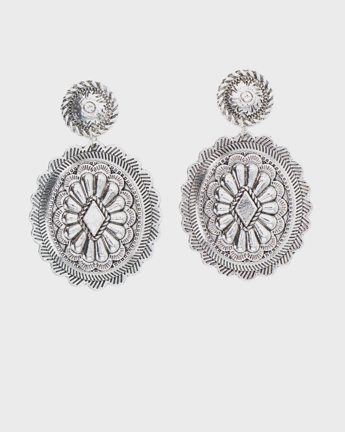 Metal Concho Earrings