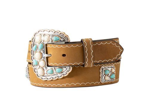 Women&#39;s Rectangle Scalloped Conchos Belt