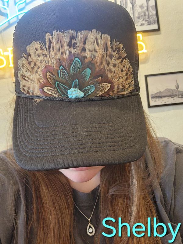 Western Feather Trucker Hat Retro