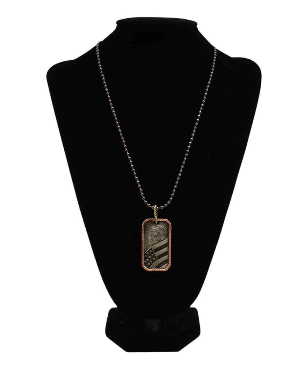 USA FLAG DOG TAG 24&quot; CHAIN