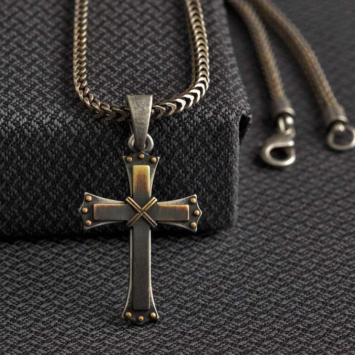 Silver Cross Chain Necklace 22&quot;