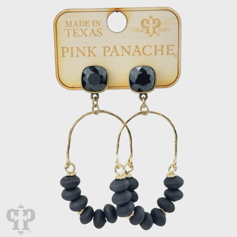 Black Saucer bead earring, austrian crystal