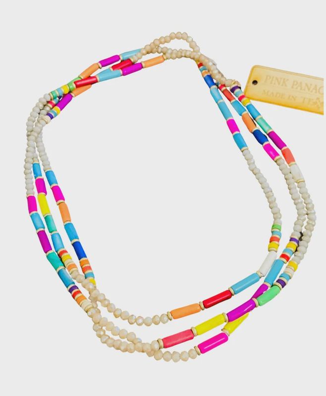 VIBRANT AND WHITE COLOR ENDLESS STRAND NECKLACE  WHITE