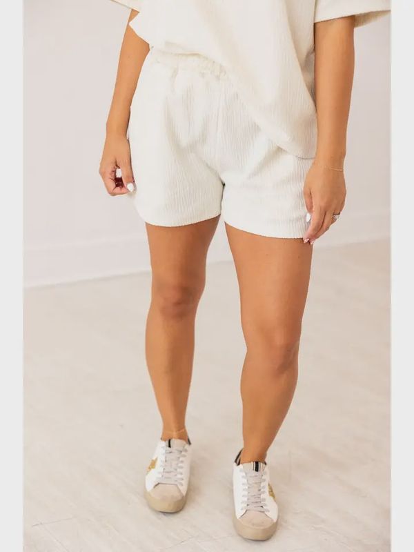 Textured Cream Shorts