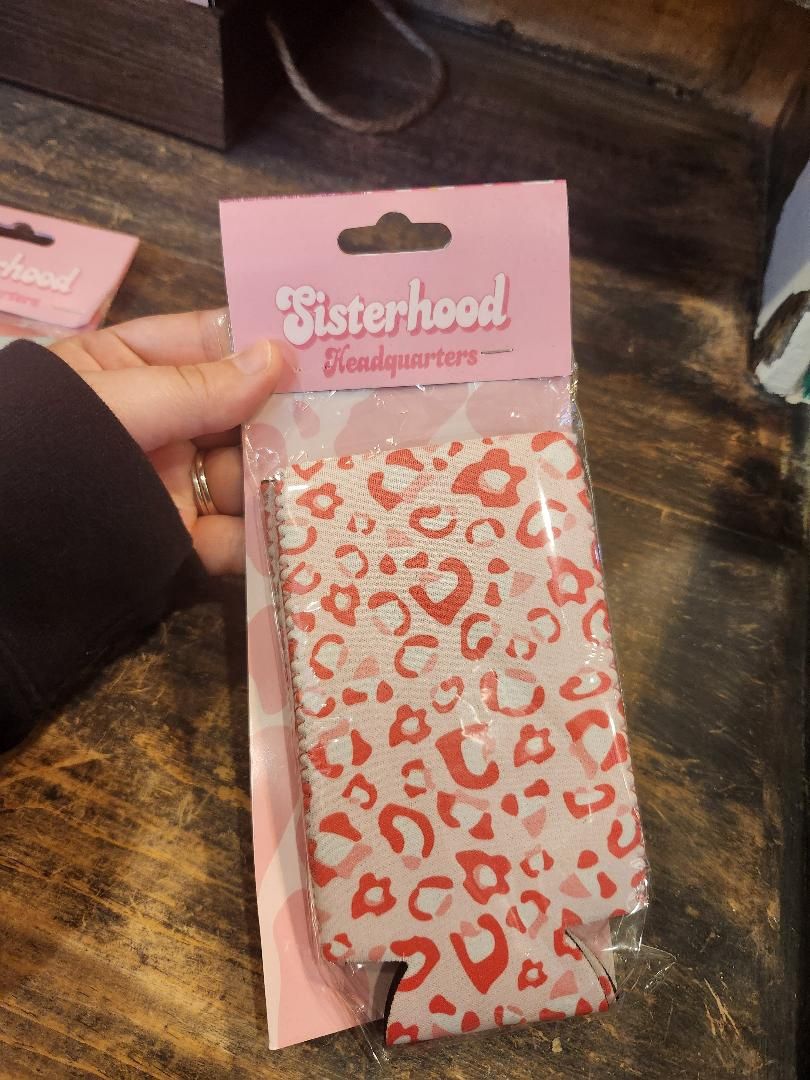 pink leopard koozie 2 pack