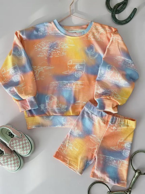 Sunset Cowgirl Pullover/Shorts Set