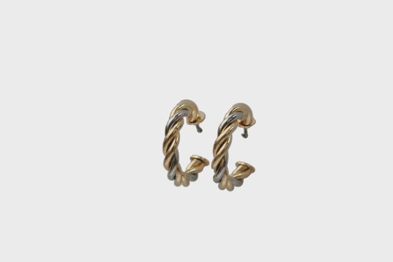 Silver and Gold 2 tone twisted hoop Earring
