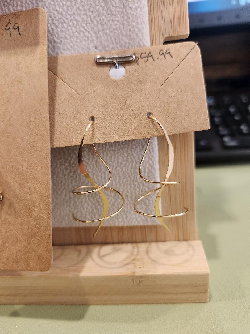 Long Gold Swirl Earring