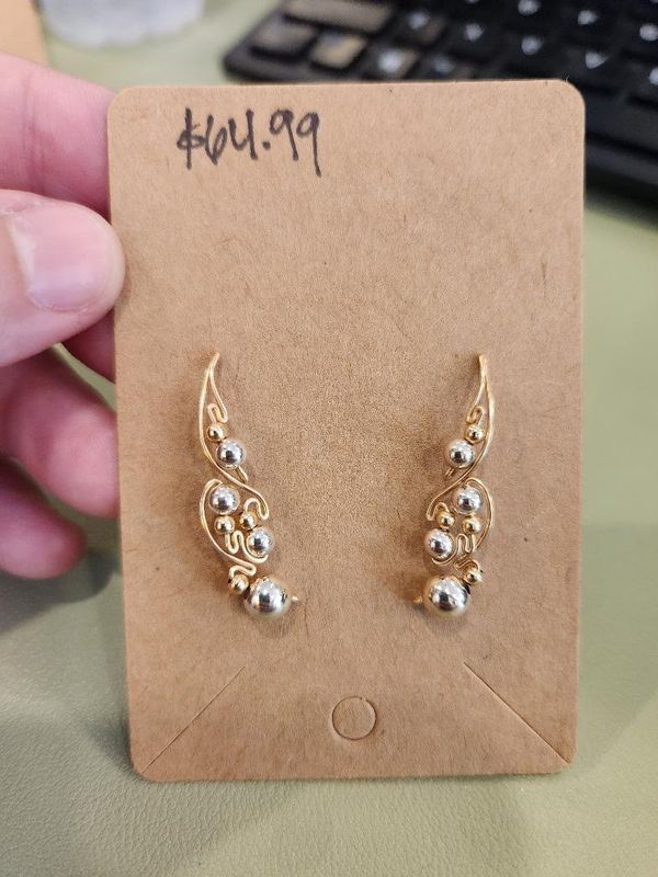 Gold Bead Detail Cuff Earrings