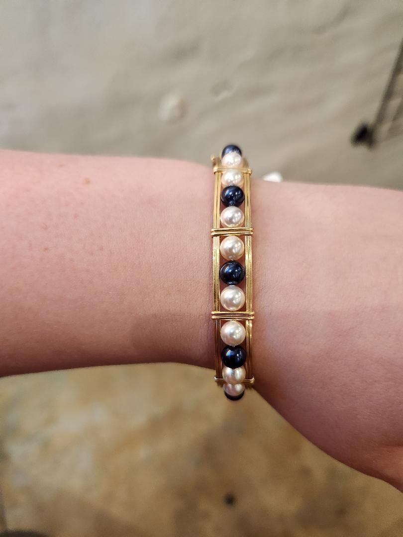Navy and Pearl Bracelet