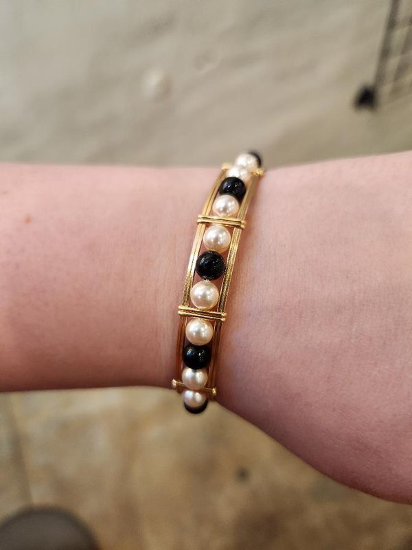 Onyx and Pearl Bracelet