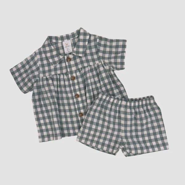 Macy Two Piece Set-Green Plaid