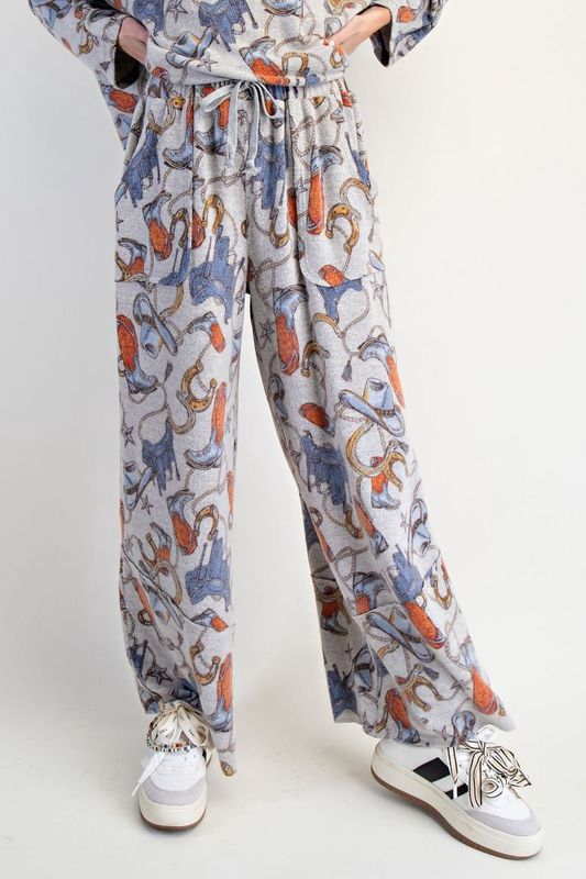 WESTERN PRINTED BRUSHED HACCI PANTS