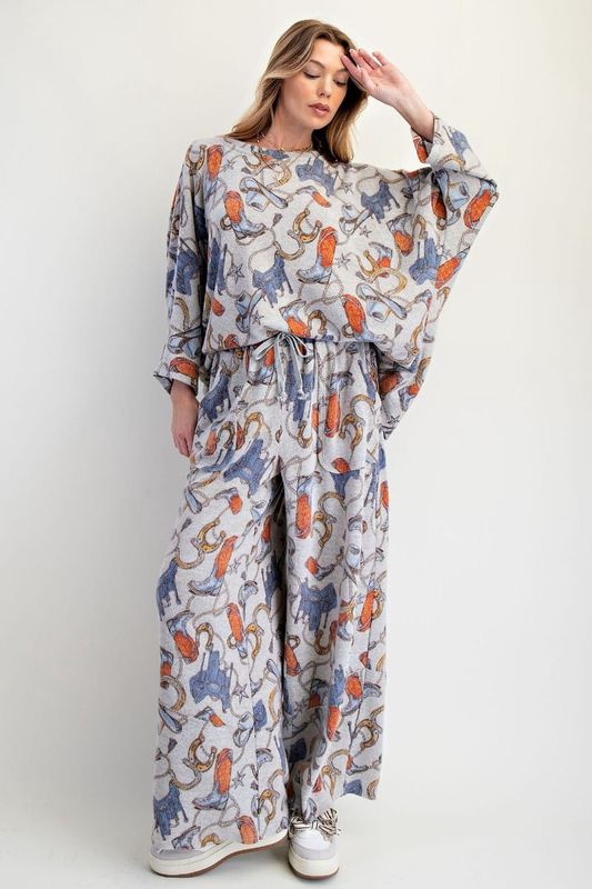 WESTERN PRINTED BRUSHED HACCI TOP - plus