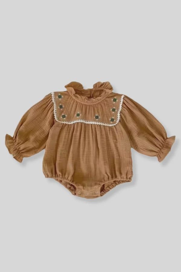 100% Cotton Embroidered Ruffle Bubble