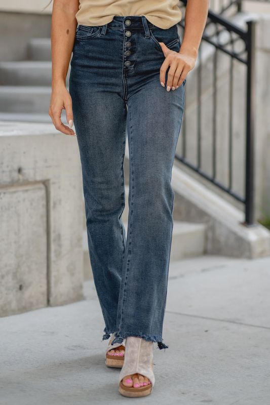 HW Button Fly Hem Destroy Straight (PLUS)