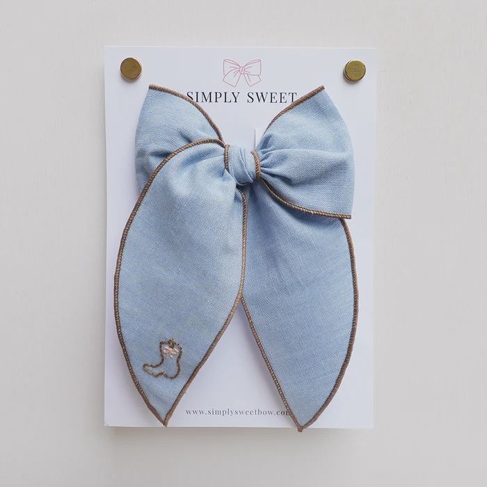 Blue Jean Baby-Embroidered Edge Bow
