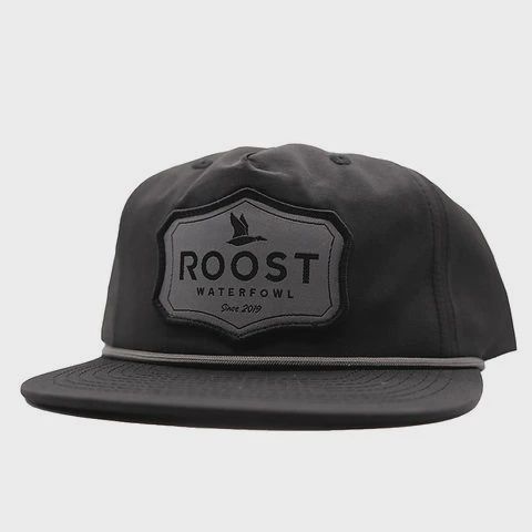 Roost Black W/ Grey Patch Rope Hat