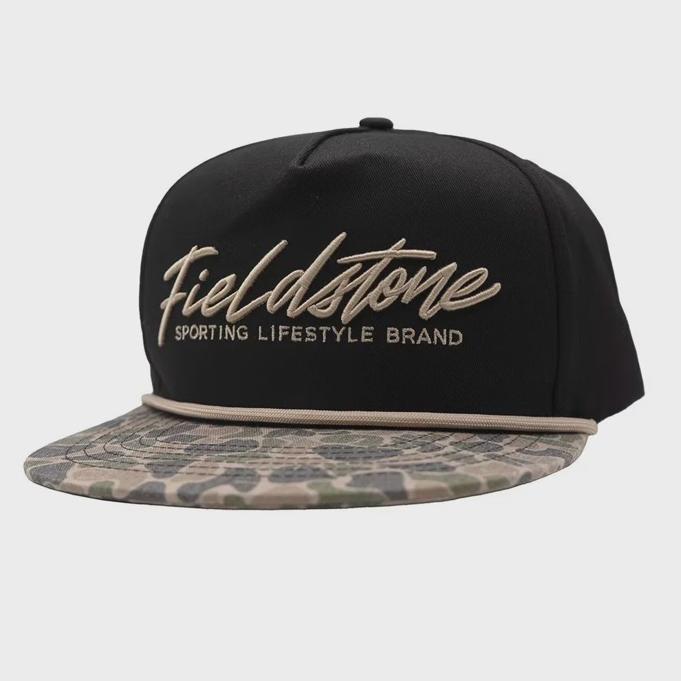 Black W/ Camo Bill Script Logo Hat