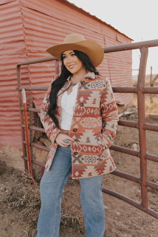 Ladie&#39;s Long Aztec Coat