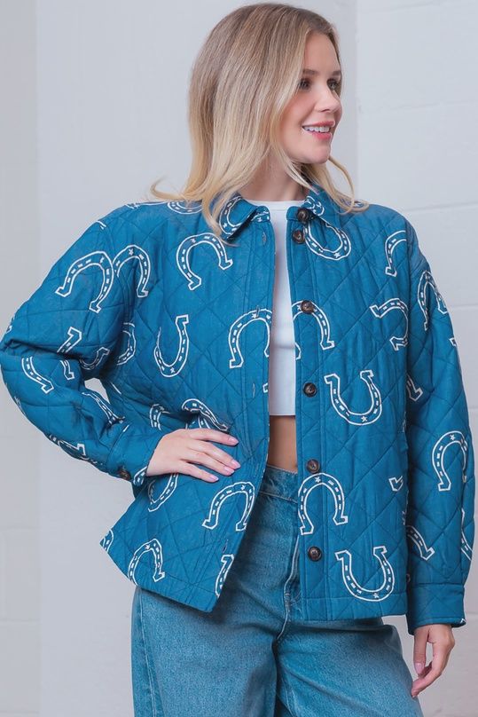 Western Printed L/S With Knotched Collar Two Button Jacket