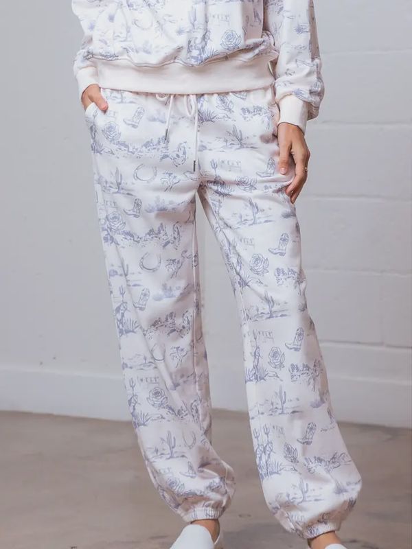 Western Printed Banding Sweat Long Pants