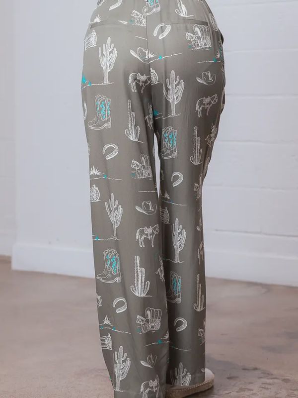 Western Printed Loose Fit Pants