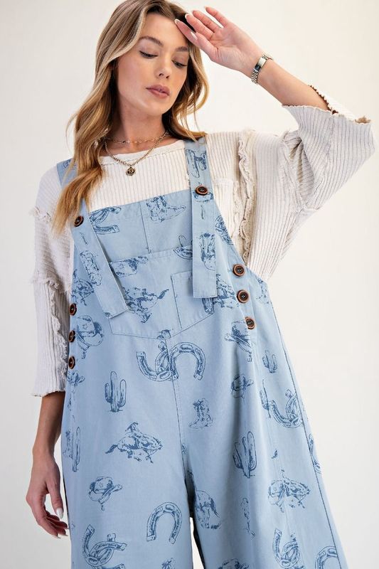 WESTERN PRINTED TWILL OVERALLS