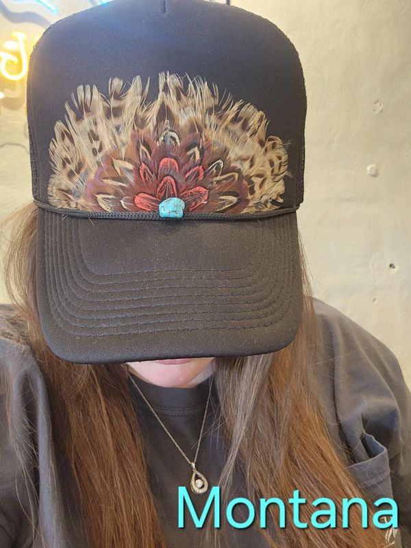 Western Feather Trucker Hat Retro