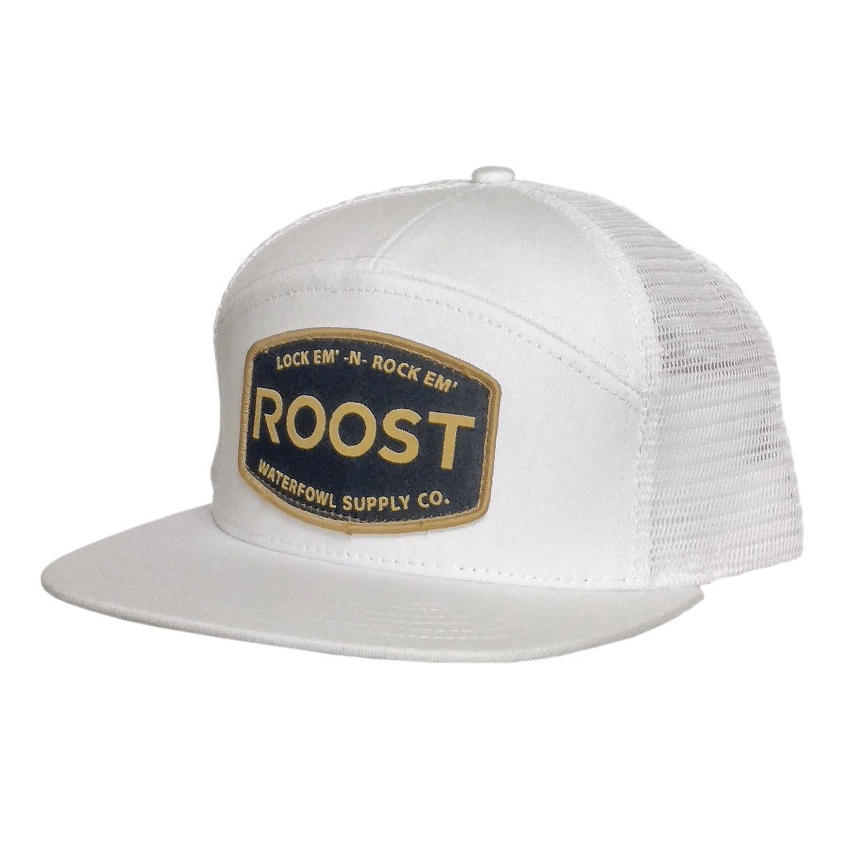 Roost Black Patch White Hat