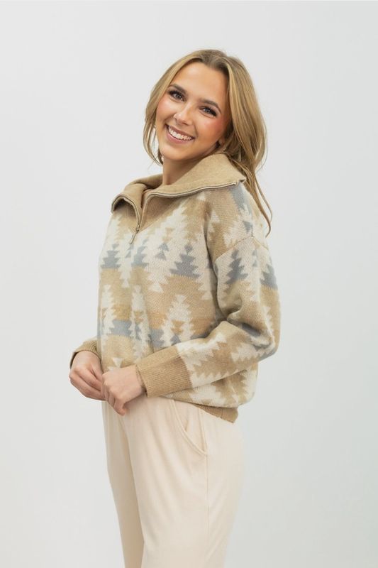 Beige Aztec Pullover