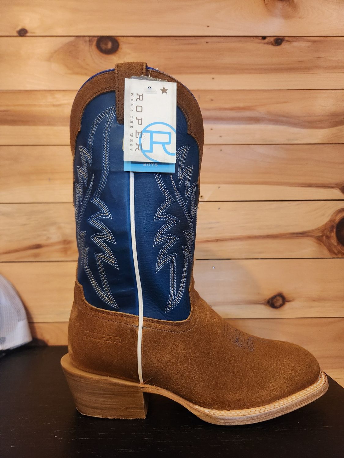 Little Kids Footwear Square Toe Cowboy Heel 10&quot; Shaft Tan Suede Vamp and Crown