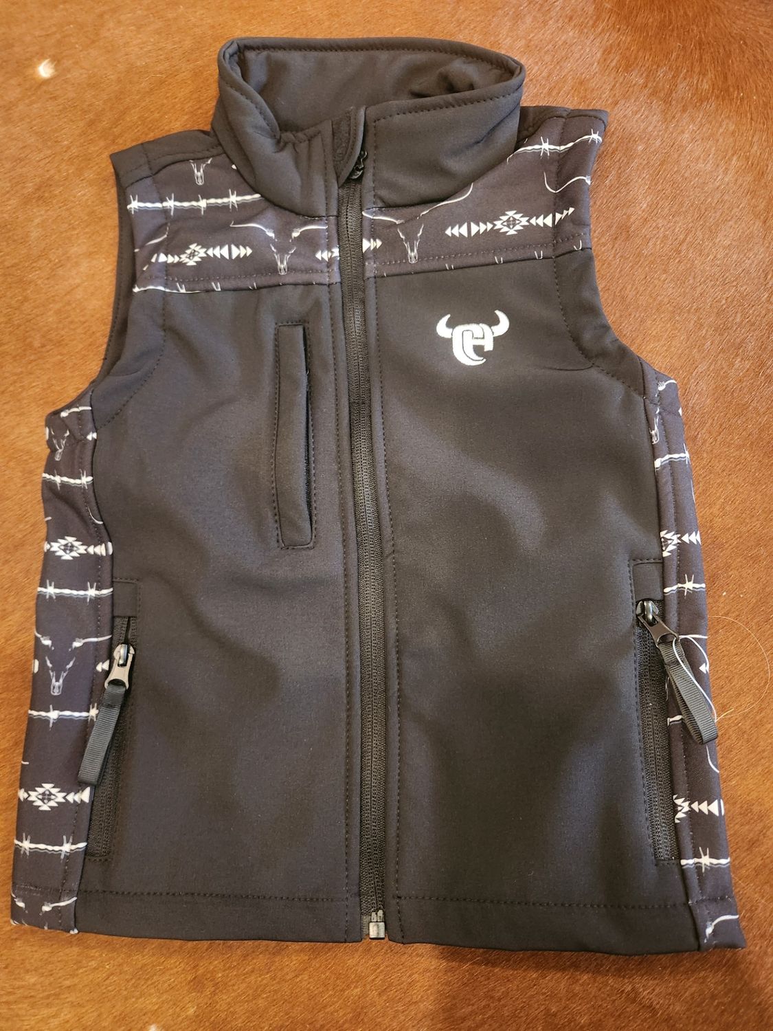 Youth Ghost Aztec Barb Accent Polyshell Vest