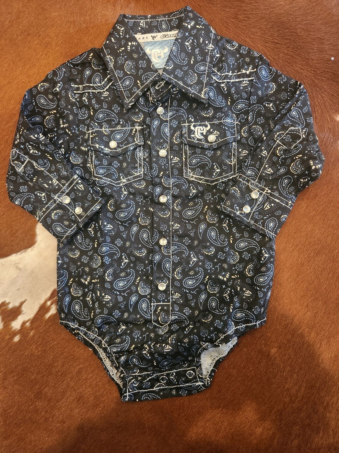 Infant Scatter Paisley Long Sleeve Romper