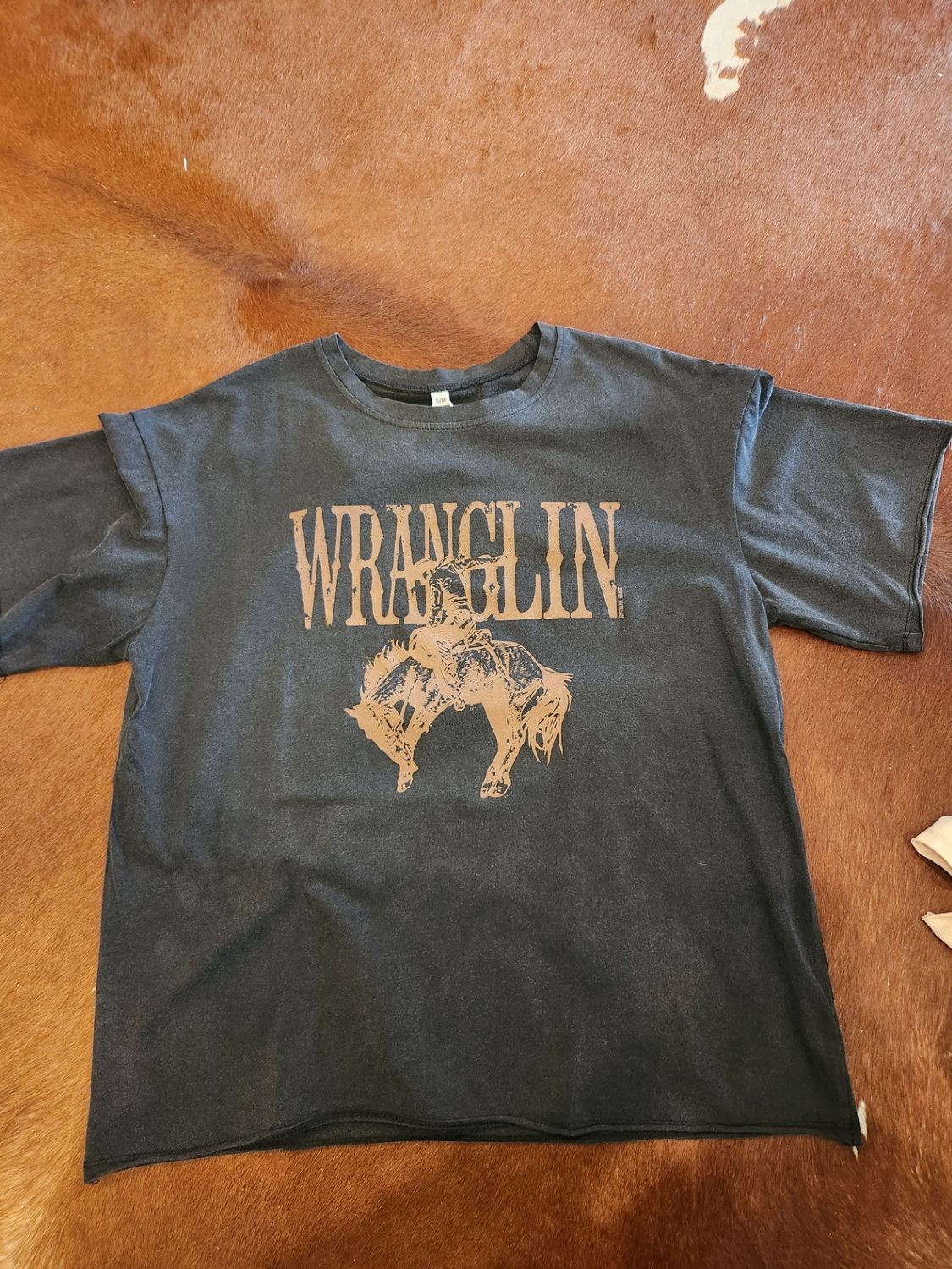 Wranglin&#39; On Black Tee
