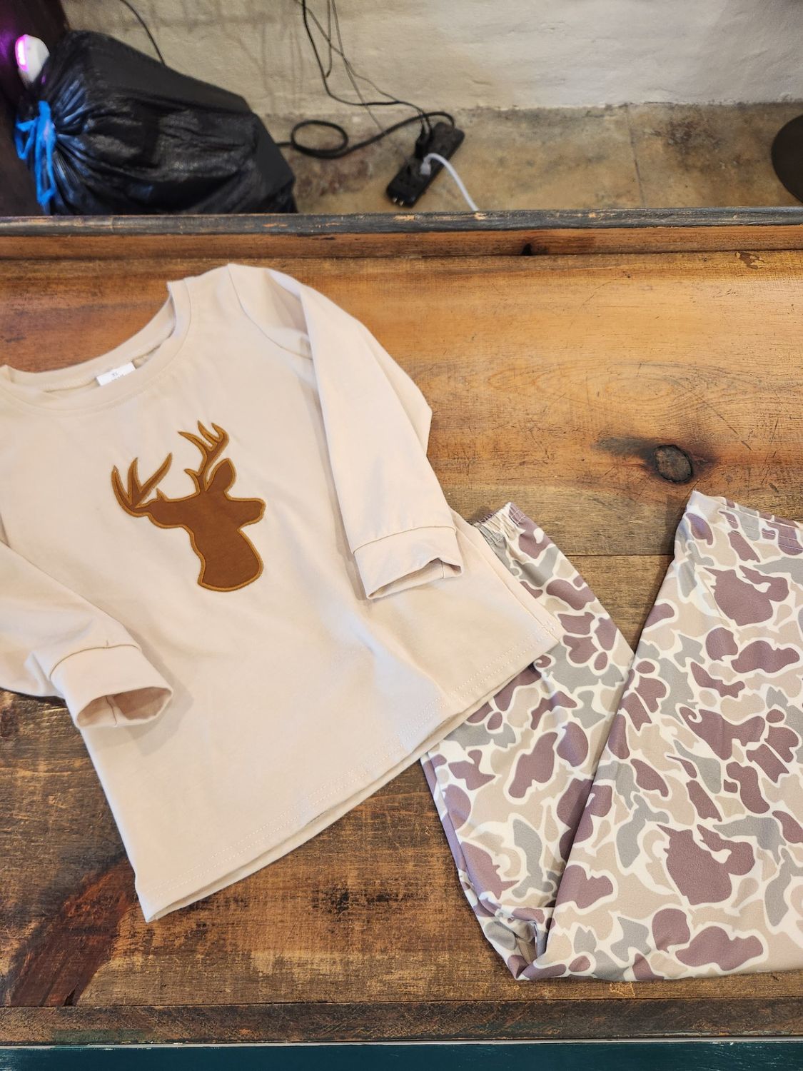 Boys Deer Long Sleeve Camo 2 Piece Set