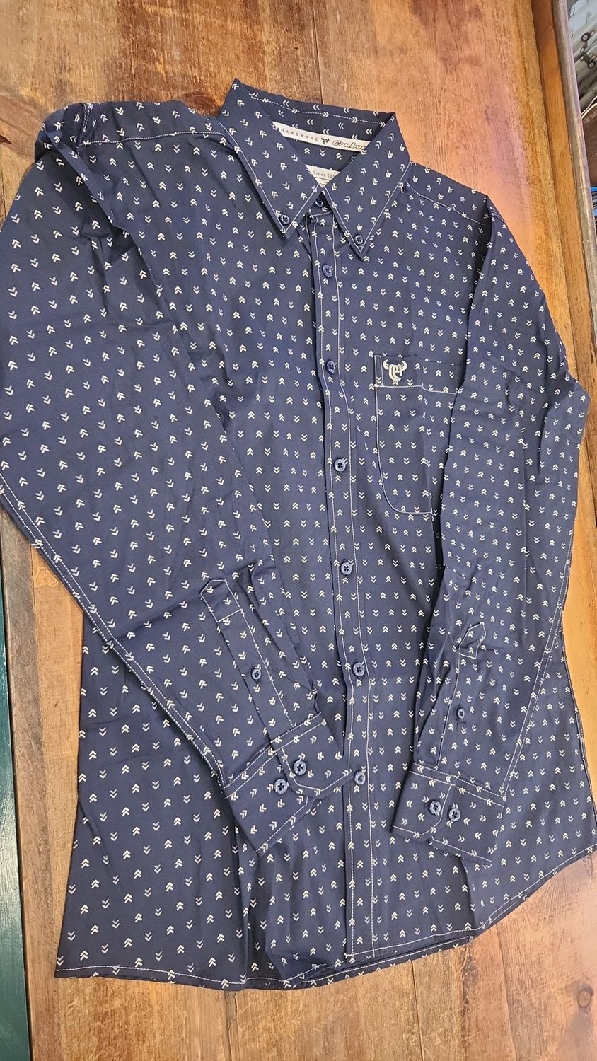 Muted Chevrons Long Sleeve Print W/ Button