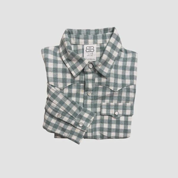 Kasey Button Down-Green Plaid