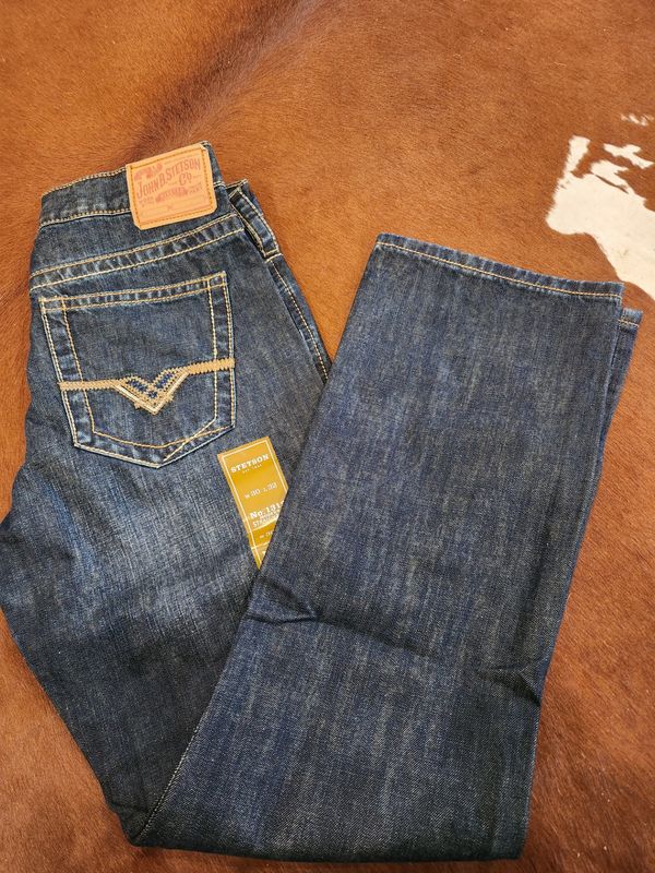 Men&#39;s Jean Stetson Modern Fit Gold &quot;V&quot; W/ White &quot;X&quot; Back Pocket