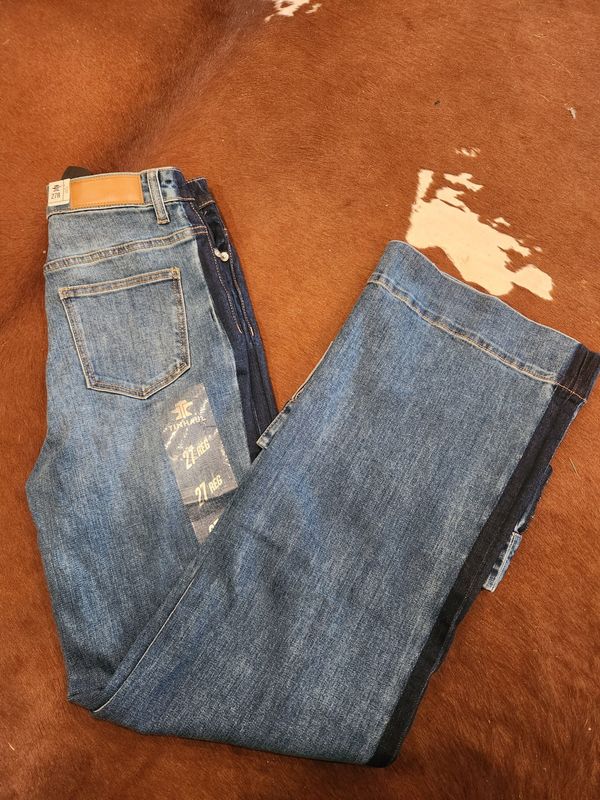 Women's High Rise Wide Leg Front Seam Down Legs Jeans