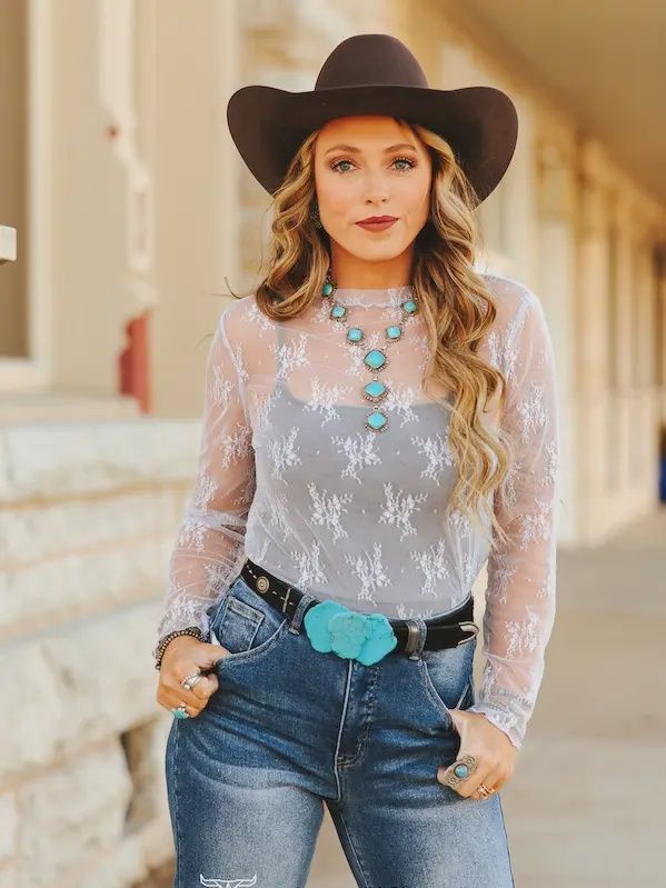 Lace Long Sleeve Stretch Top