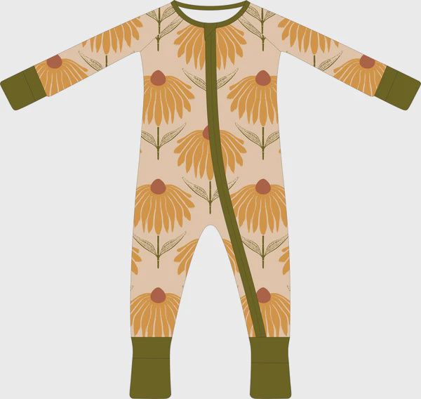 Convertible Two-Way Ruffled Zipper One Piece-Sunflower